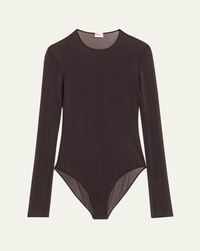 Sheer Knit Long-Sleeve Bodysuit